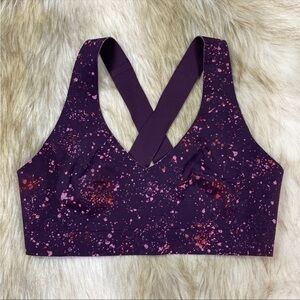 Athleta Reversible Crossover Bra, Agate Purple Splatter